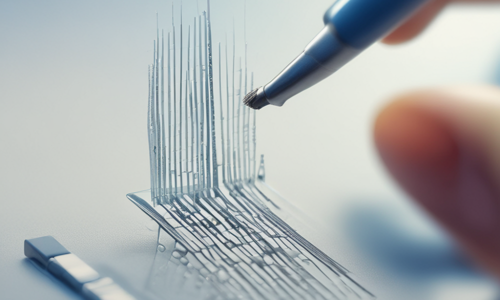 Ultra-thin quantum chip compared to human hair showing quantum computing