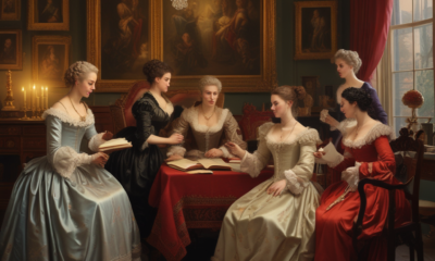 Historical salon scene showing forgotten female philosophers in 18th century
