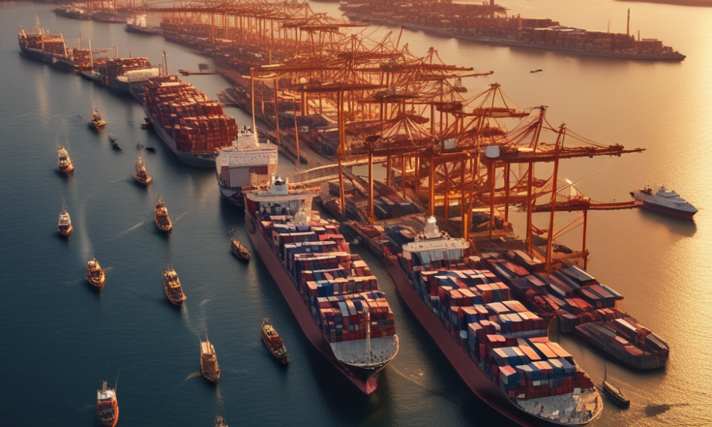 Massive container port showing global trade deals impact on international