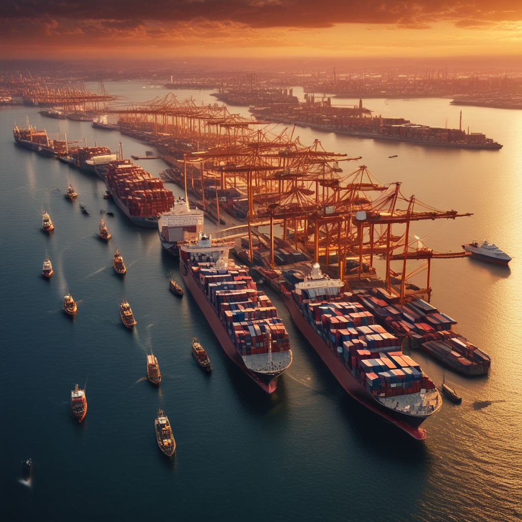Massive container port showing global trade deals impact on international