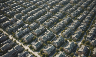 Aerial view showing urban sprawl poverty with wealthy suburbs contrasting