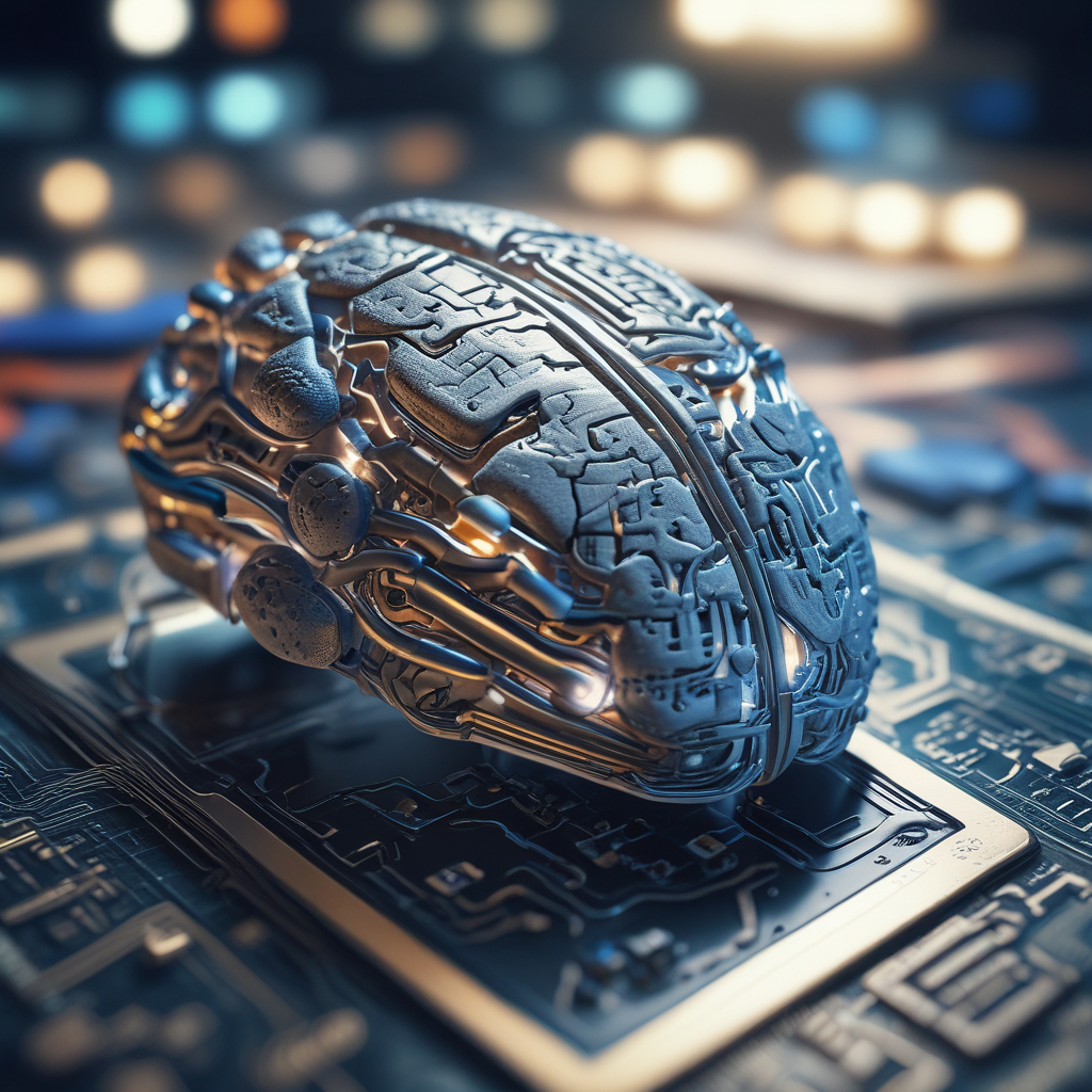 Tiny coin-sized brain-computer interface chip on medical glove in laboratory