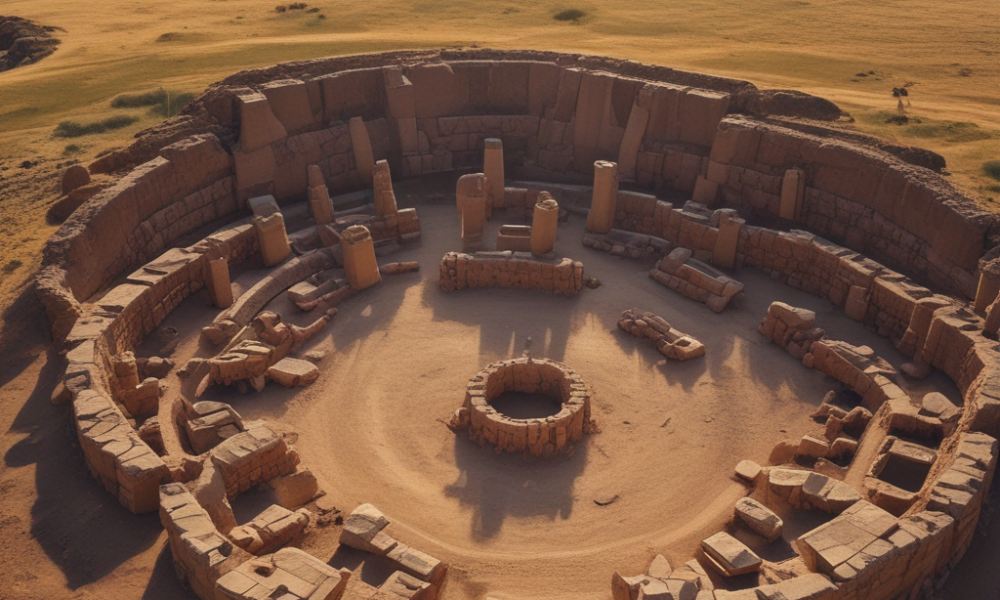 Göbekli Tepe mysterious archaeological site with ancient stone pillars and