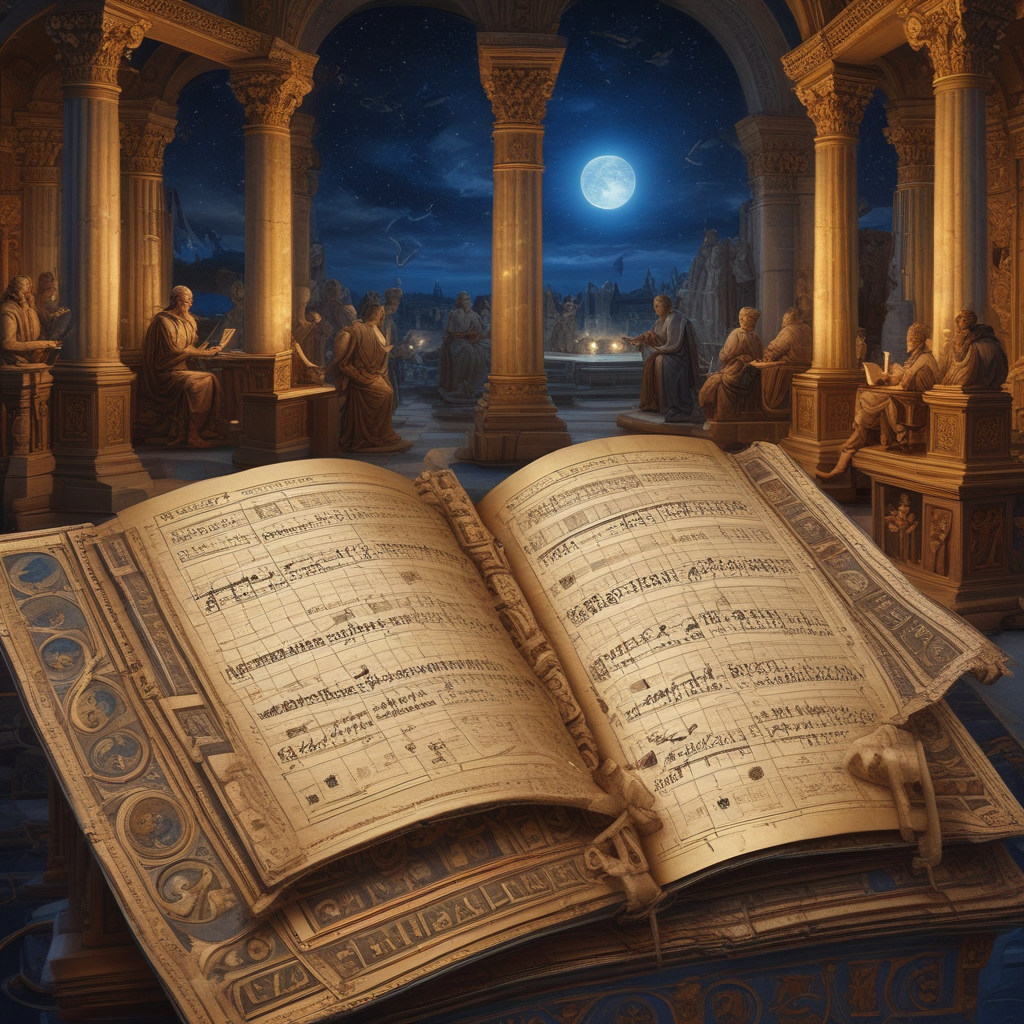 Ancient Roman scholars calculating calendar mistakes with scrolls versus modern