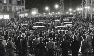 KTLA television crew broadcasting live breaking news coverage during 1949