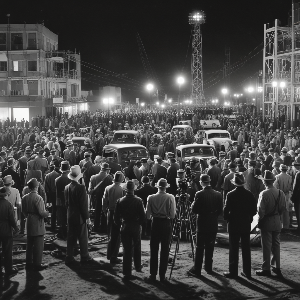 KTLA television crew broadcasting live breaking news coverage during 1949