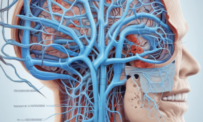 Brain muscle connection showing neural pathways and electrical signals from