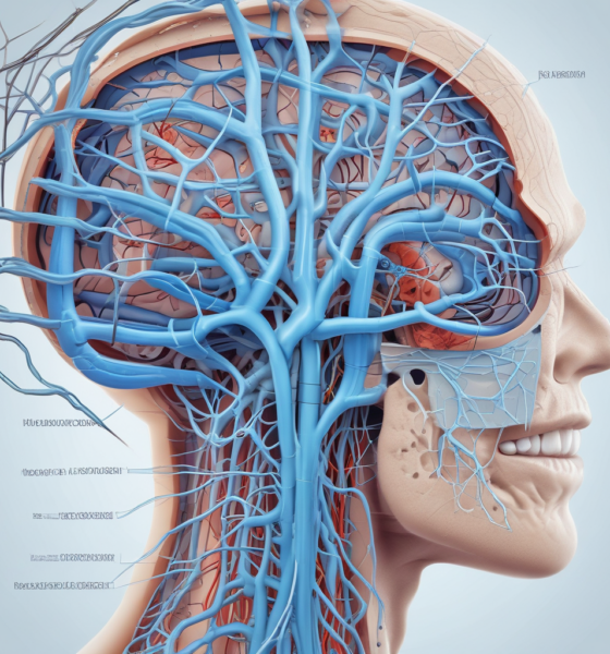 Brain muscle connection showing neural pathways and electrical signals from
