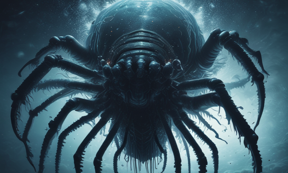 Giant deep sea creatures showing deep sea gigantism - massive