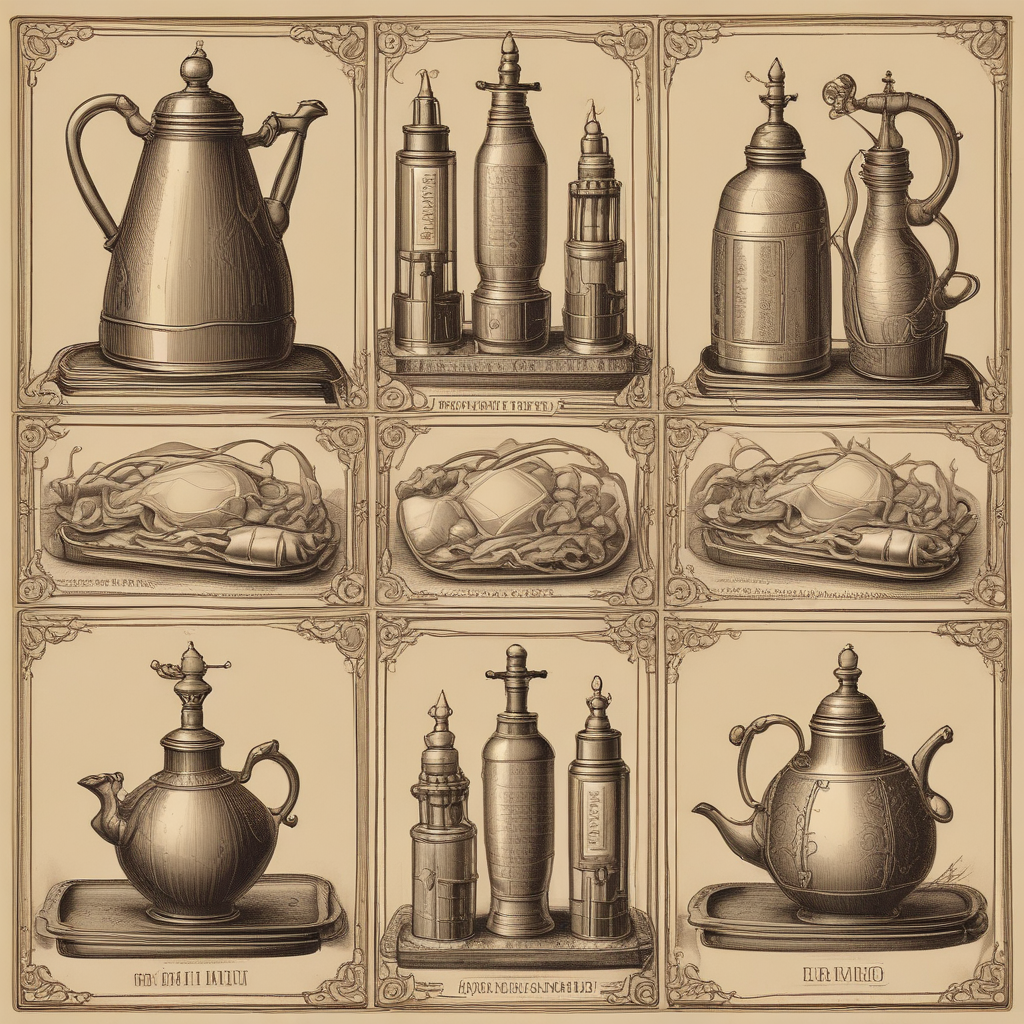 Vintage illustration of famous accidental inventions including rubber gloves and