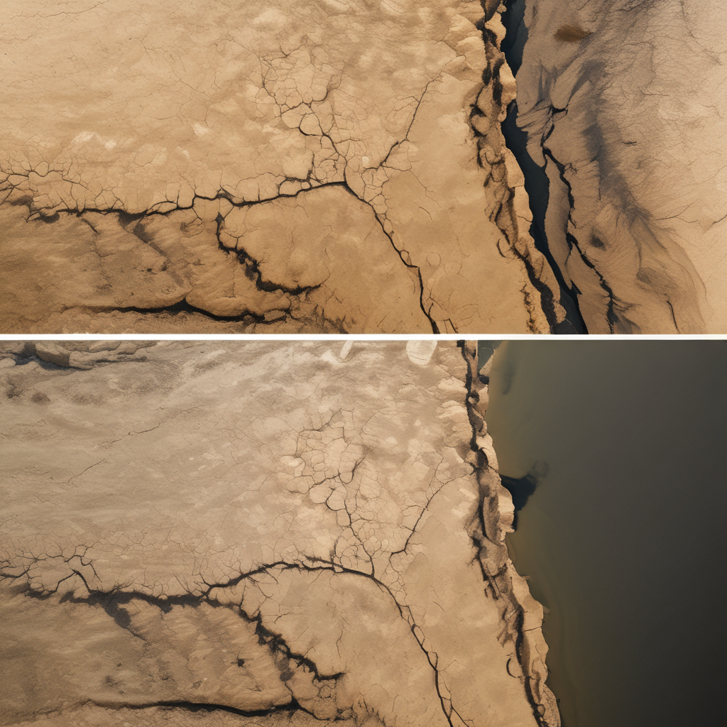Water Bankruptcy Before and After Comparison | Fact&Fun Aerial view showing dramatic water bankruptcy effects - dried lakebed